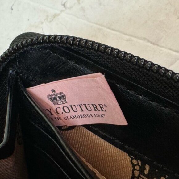 Juicy Couture Y2K Velour Leather Zippy Zip Around Wallet Embroidered Logo Clutch - Picture 10 of 16